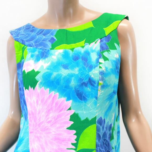 Vintage 60's Alice Polynesian Fashions Hawaiian Barkcloth Tent Column Dress med - Picture 3 of 10